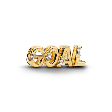 Charm Pandora in zirconi e lega metallica oro scritta goal MISURA UNICA