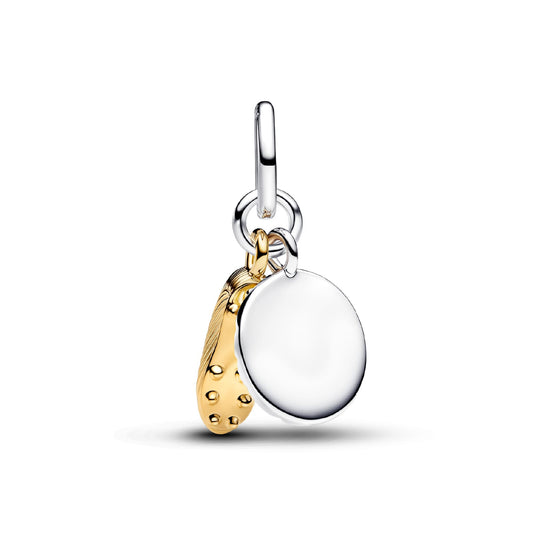 Charm pendente Pandora in argento e lega metallica oro calcio MISURA UNICA
