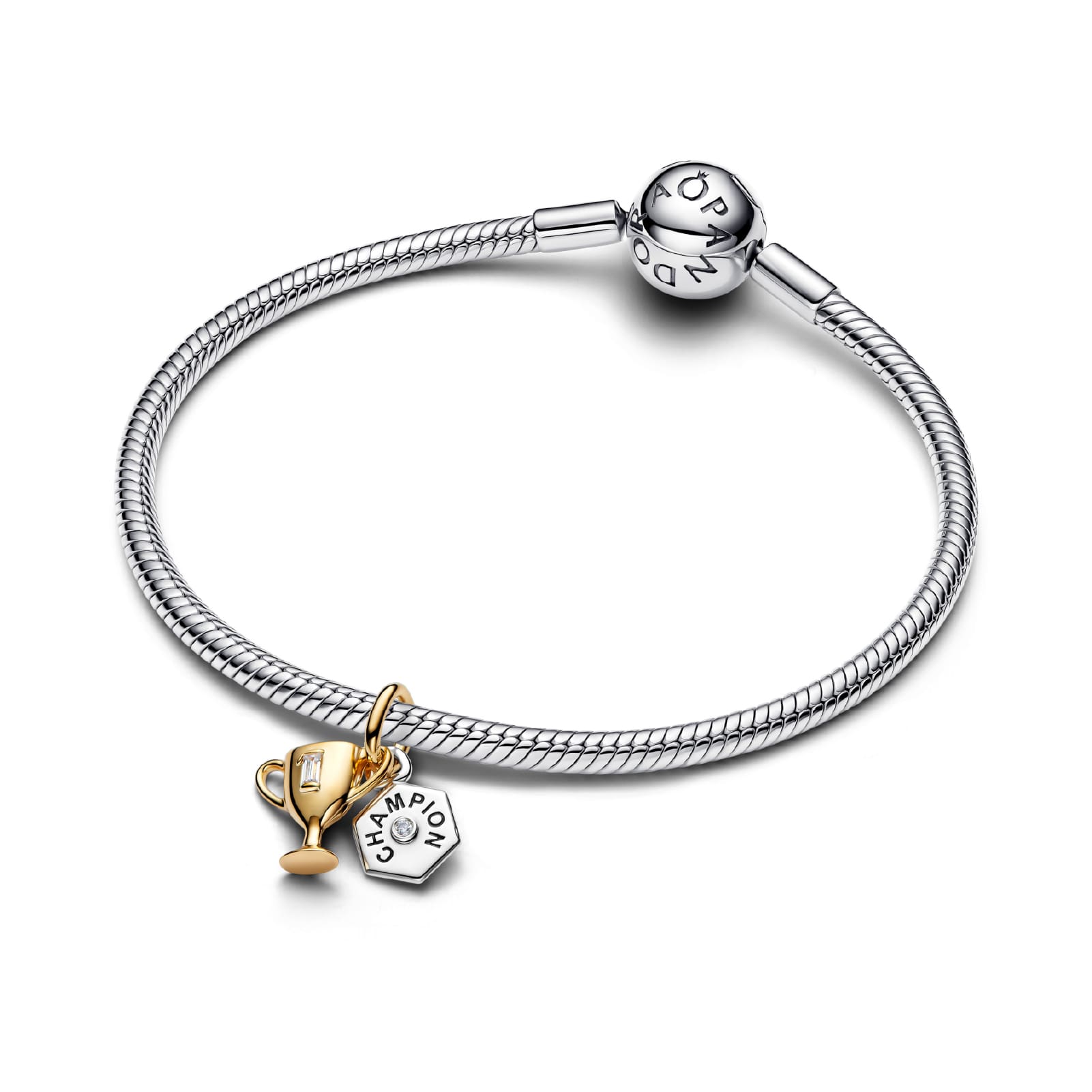 Charm pendente Pandora in argento dorato trofeo da incidere MISURA UNICA