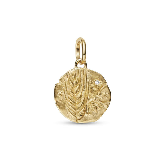 Charm Pandora Medallion in argento dorato e spiga di grano MISURA UNICA