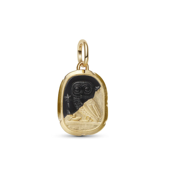 Charm Pandora Medallion argento dorato con gufo e cristallo MISURA UNICA