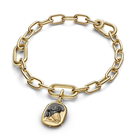 Charm Pandora Medallion argento dorato con gufo e cristallo MISURA UNICA