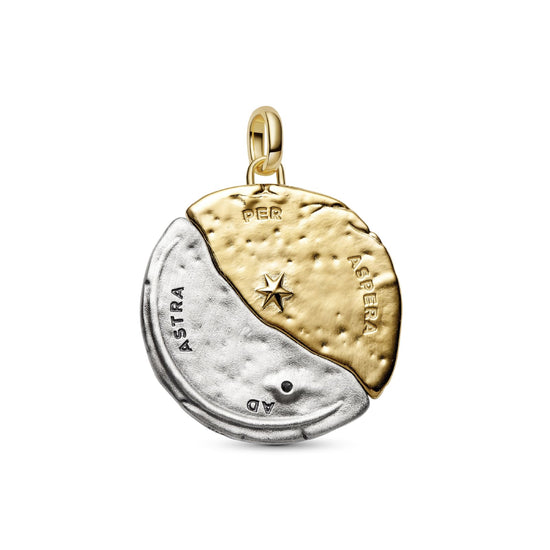 Charm Pandora Medallion XL in argento bicolore con sole e luna MISURA UNICA
