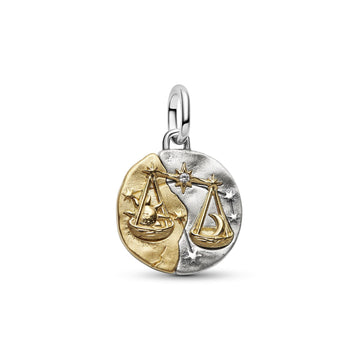 Charm Pandora Medallion in argento bicolore e simbolo Bilancia MISURA UNICA