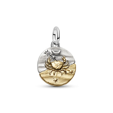 Charm Pandora Medallion in argento bicolore e simbolo Cancro MISURA UNICA