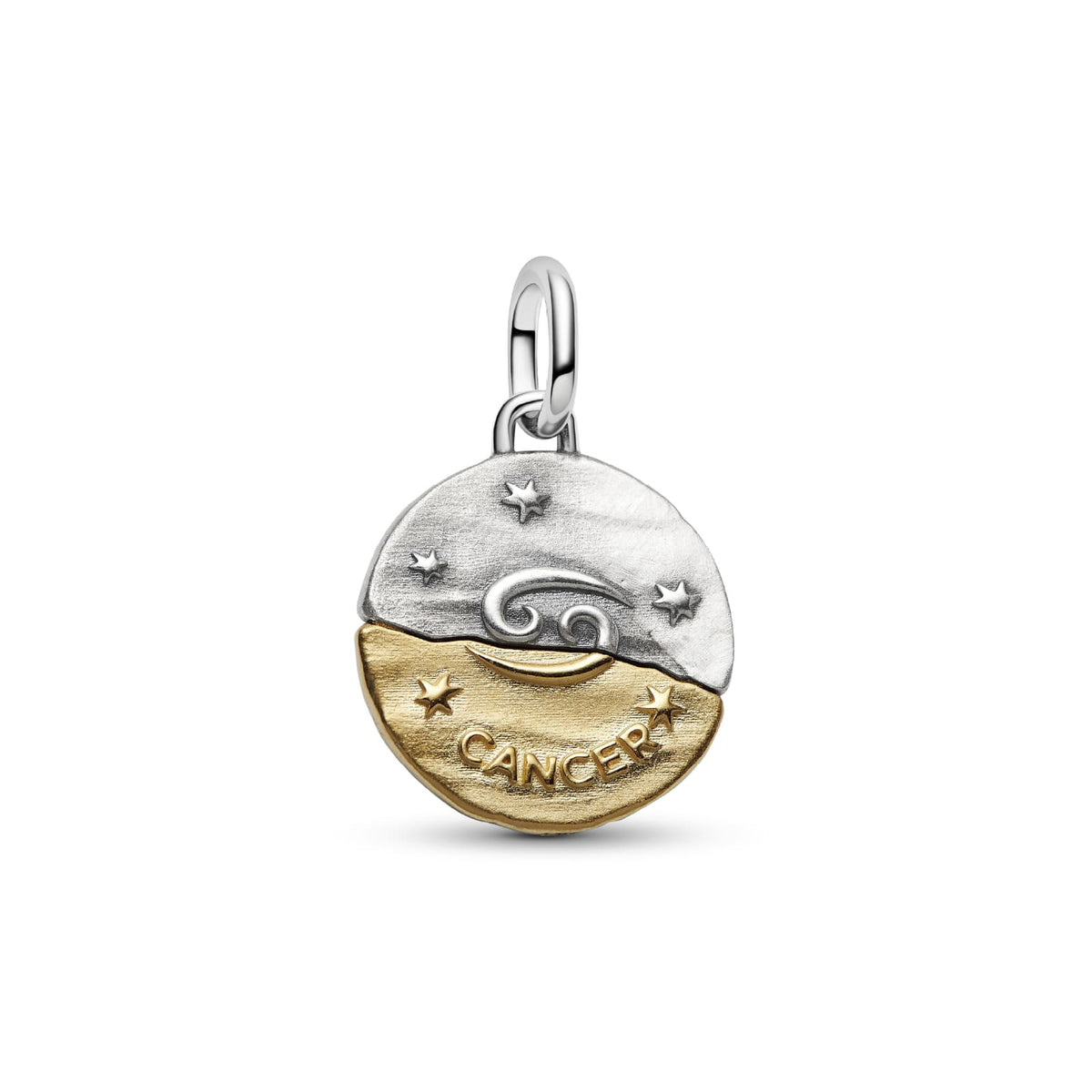 Charm Pandora Medallion in argento bicolore e simbolo Cancro MISURA UNICA