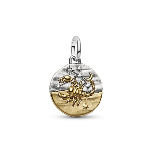 Charm Pandora Medallion in argento bicolore simbolo Scorpione MISURA UNICA