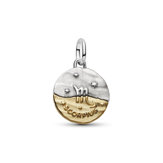 Charm Pandora Medallion in argento bicolore simbolo Scorpione MISURA UNICA