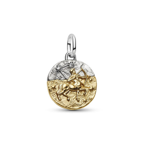 Charm Pandora Medallion in argento bicolore simbolo Sagittario MISURA UNICA