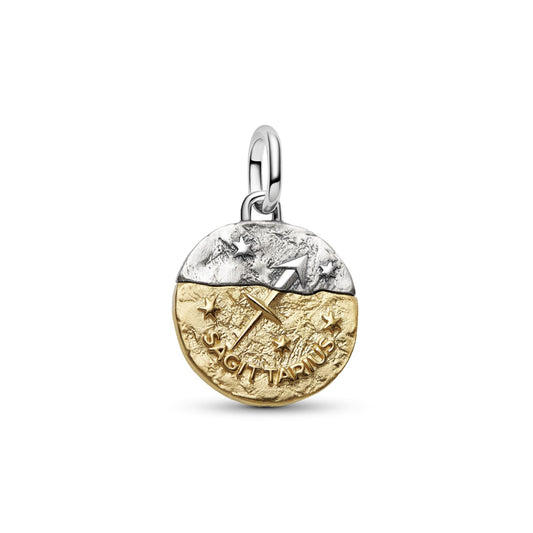 Charm Pandora Medallion in argento bicolore simbolo Sagittario MISURA UNICA