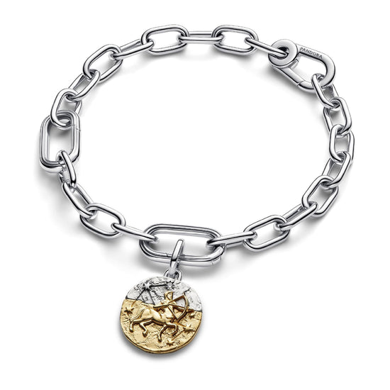 Charm Pandora Medallion in argento bicolore simbolo Sagittario MISURA UNICA