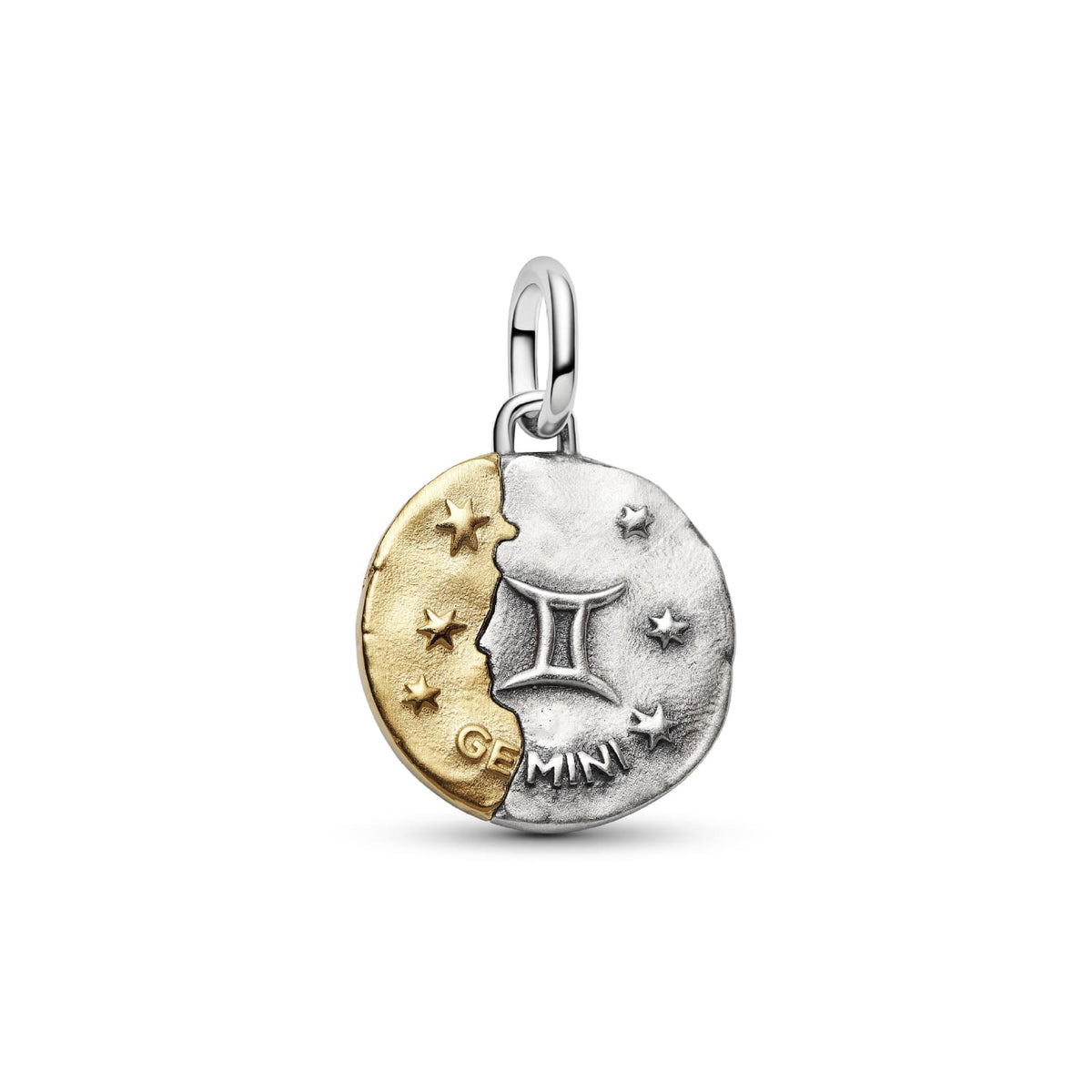 Charm Pandora Medallion in argento bicolore e simbolo Gemelli MISURA UNICA