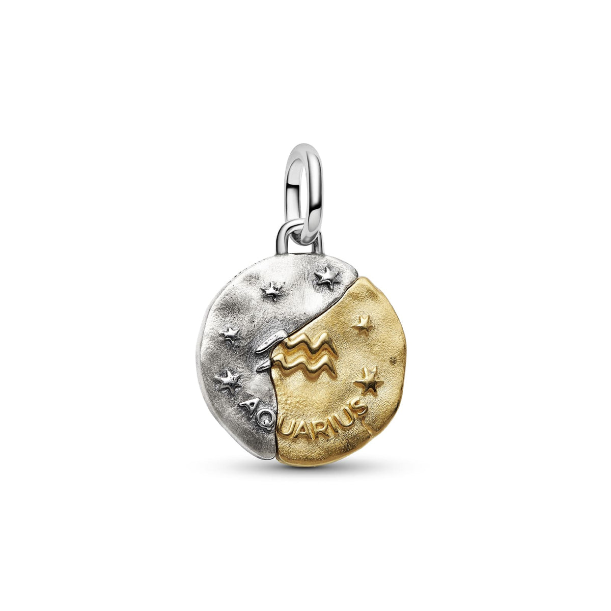 Charm Pandora Medallion in argento bicolore simbolo Acquario MISURA UNICA