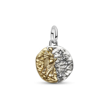 Charm Pandora Medallion in argento bicolore e simbolo Vergine MISURA UNICA