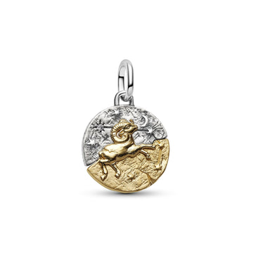 Charm Pandora Medallion in argento bicolore e simbolo Ariete MISURA UNICA