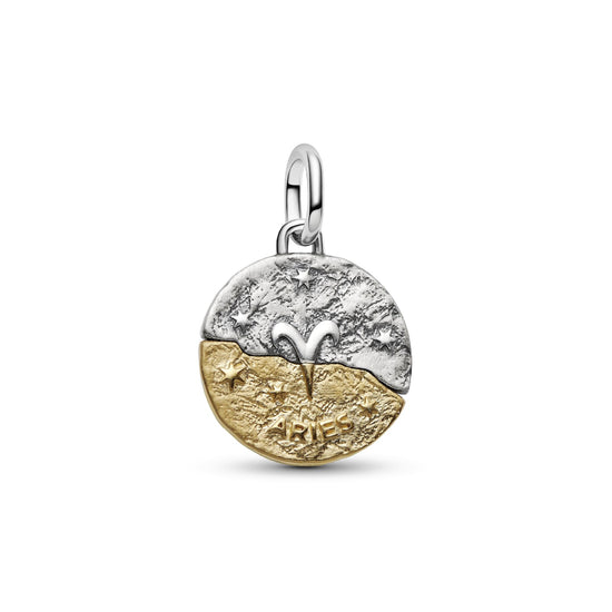 Charm Pandora Medallion in argento bicolore e simbolo Ariete MISURA UNICA