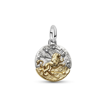 Charm Pandora Medallion in argento bicolore e simbolo Leone MISURA UNICA