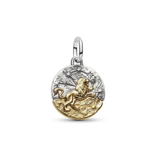 Charm Pandora Medallion in argento bicolore e simbolo Leone MISURA UNICA