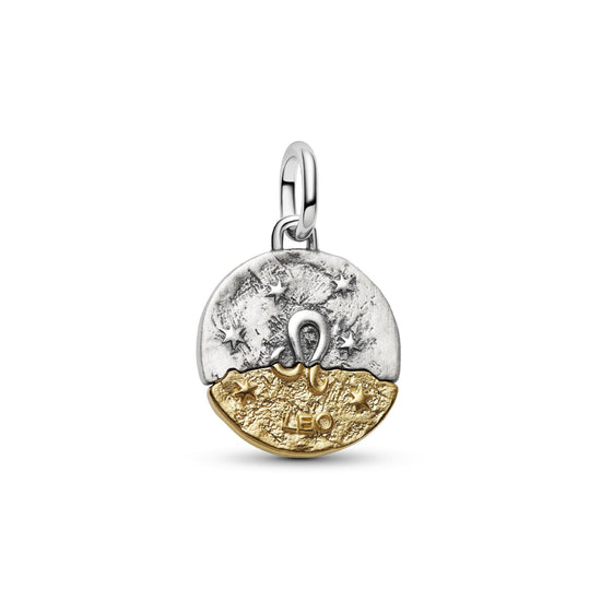 Charm Pandora Medallion in argento bicolore e simbolo Leone MISURA UNICA