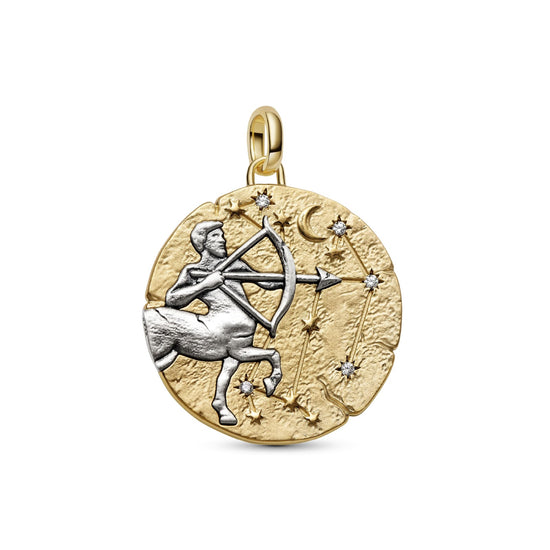Charm Pandora Medallion XL in argento dorato simbolo Sagittario MISURA UNICA