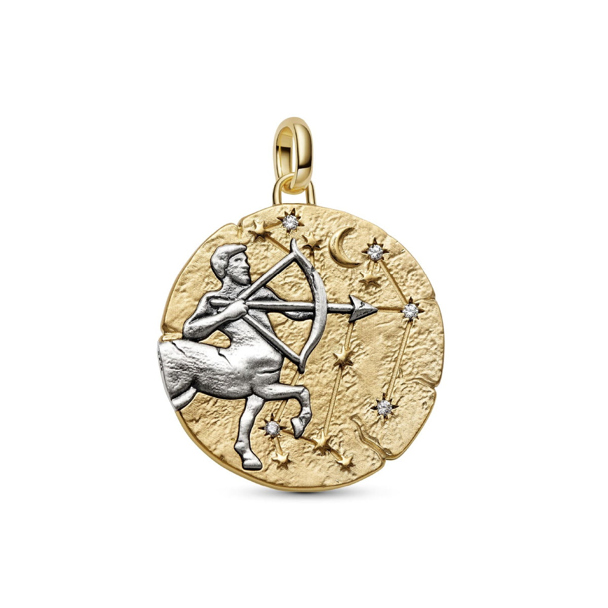 Charm Pandora Medallion XL in argento dorato simbolo Sagittario MISURA UNICA