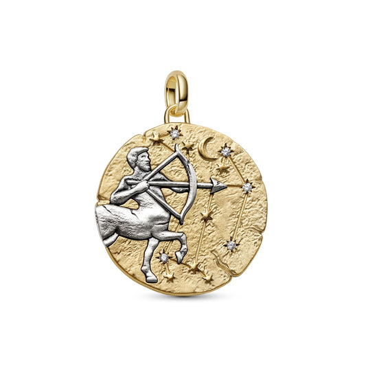 Charm Pandora Medallion XL in argento dorato simbolo Sagittario MISURA UNICA