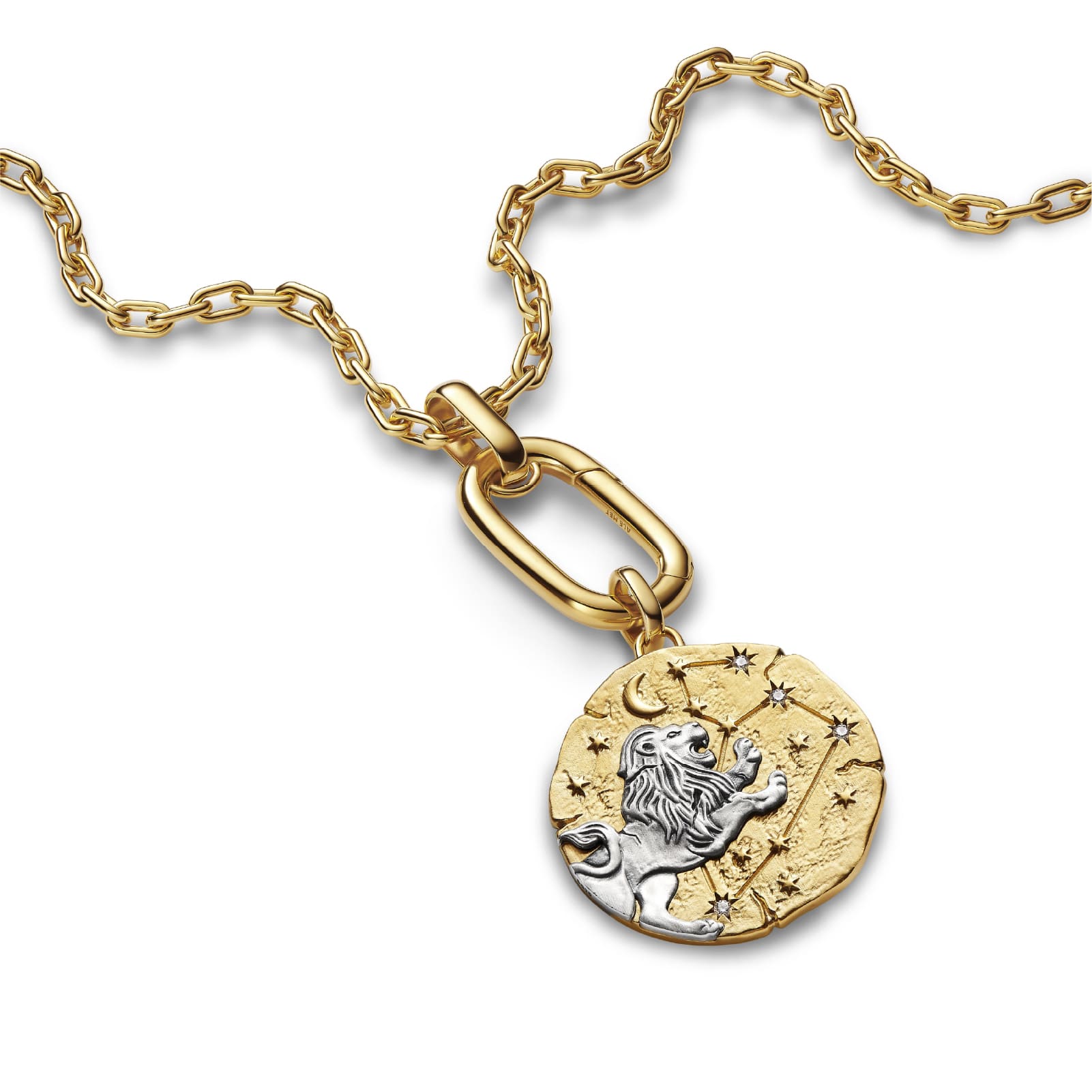 Charm Pandora Medallion XL in argento dorato simbolo Leone MISURA UNICA