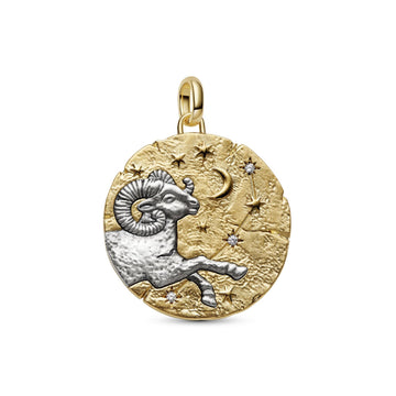 Charm Pandora Medallion XL in argento dorato simbolo Ariete MISURA UNICA