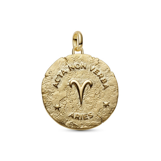 Charm Pandora Medallion XL in argento dorato simbolo Ariete MISURA UNICA