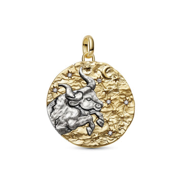 Charm Pandora Medallion XL in argento dorato simbolo Toro MISURA UNICA