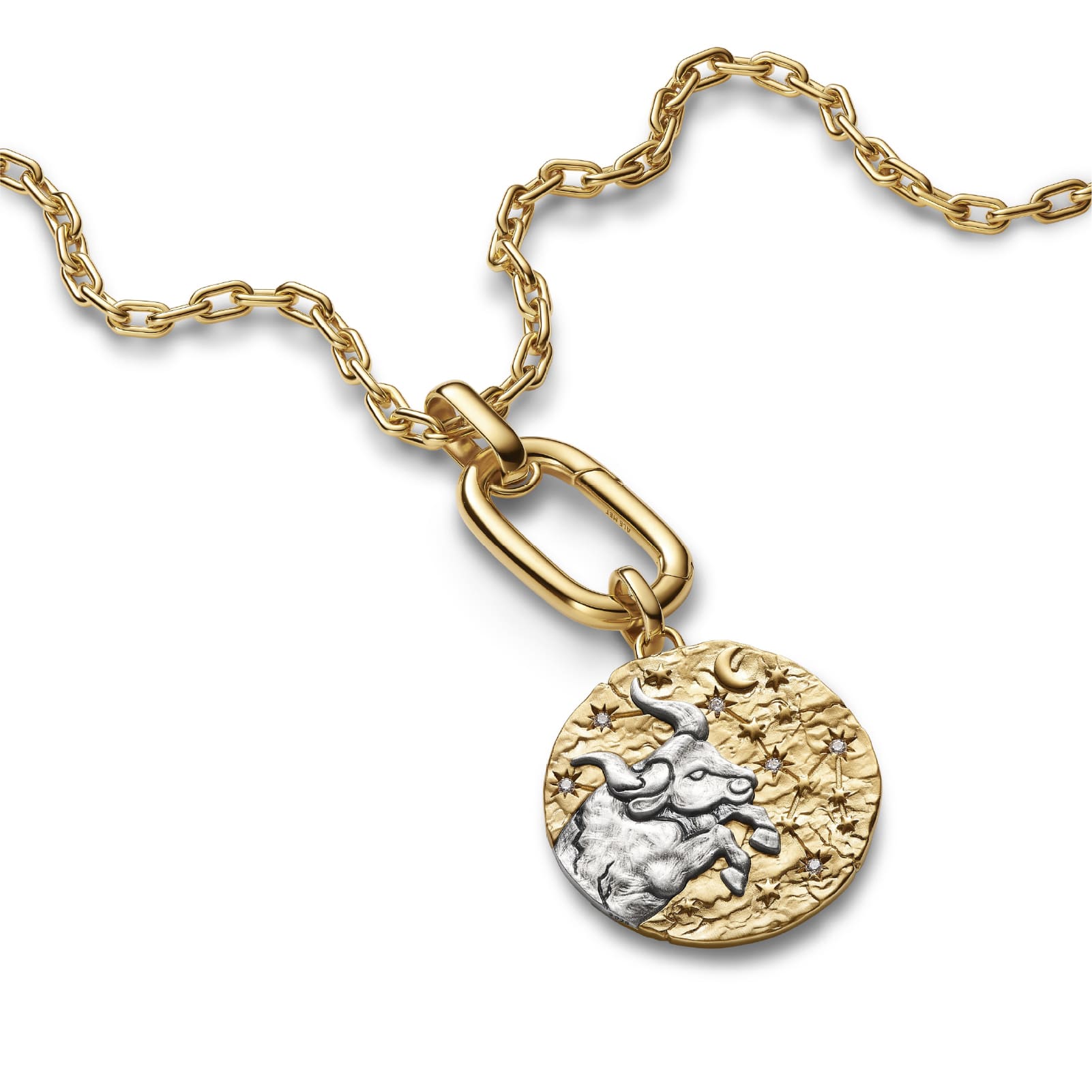 Charm Pandora Medallion XL in argento dorato simbolo Toro MISURA UNICA