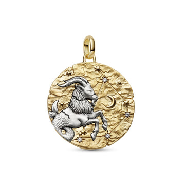 Charm Pandora Medallion XL argento dorato simbolo Capricorno MISURA UNICA