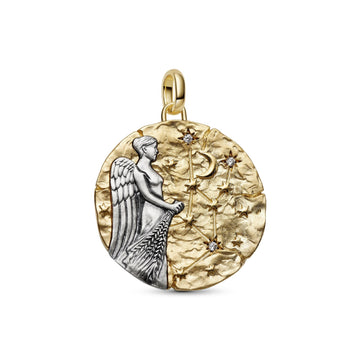 Charm Pandora Medallion XL in argento dorato simbolo Vergine MISURA UNICA
