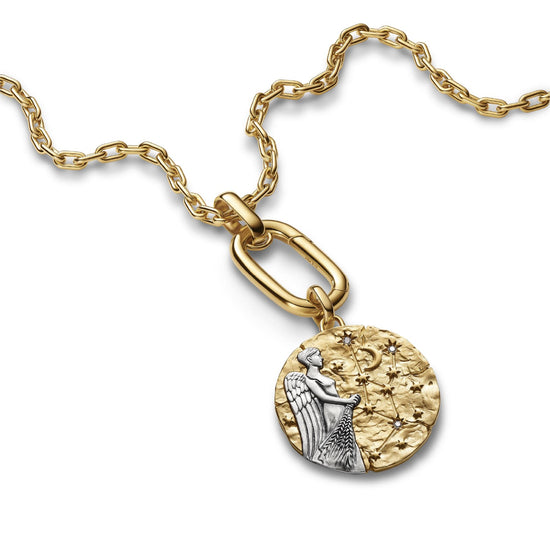 Charm Pandora Medallion XL in argento dorato simbolo Vergine MISURA UNICA