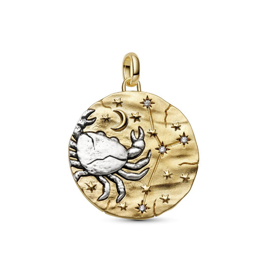 Charm Pandora Medallion XL in argento dorato simbolo Cancro MISURA UNICA