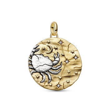 Charm Pandora Medallion XL in argento dorato simbolo Cancro MISURA UNICA