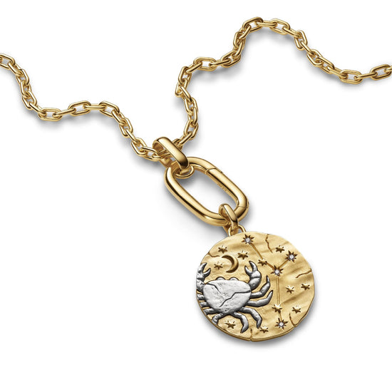 Charm Pandora Medallion XL in argento dorato simbolo Cancro MISURA UNICA