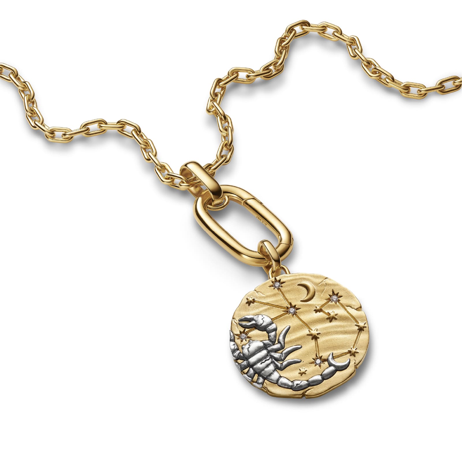 Charm Pandora Medallion XL in argento dorato simbolo Scorpione MISURA UNICA