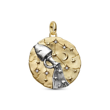 Charm Pandora Medallion XL in argento dorato simbolo Acquario MISURA UNICA