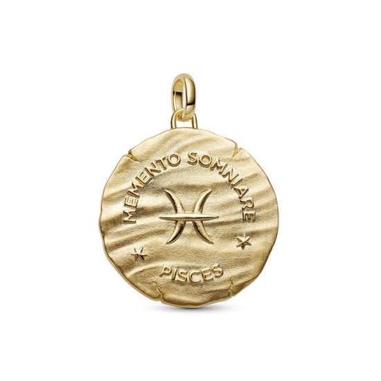 Charm Pandora Medallion XL in argento dorato simbolo Pesci MISURA UNICA
