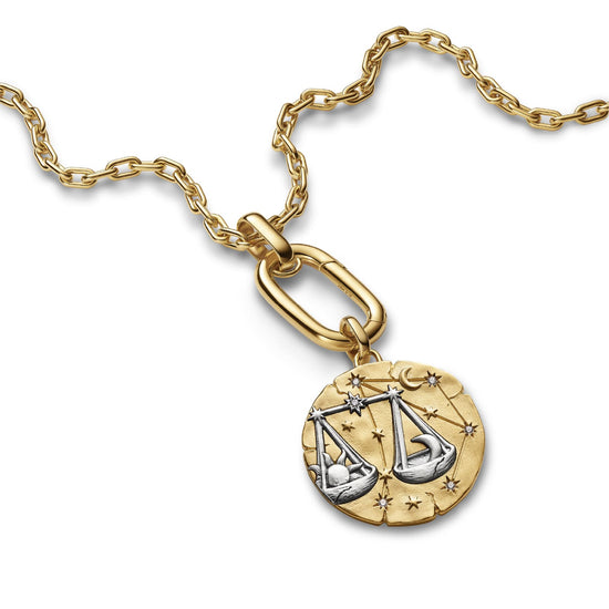 Charm Pandora Medallion XL in argento dorato simbolo Bilancia MISURA UNICA