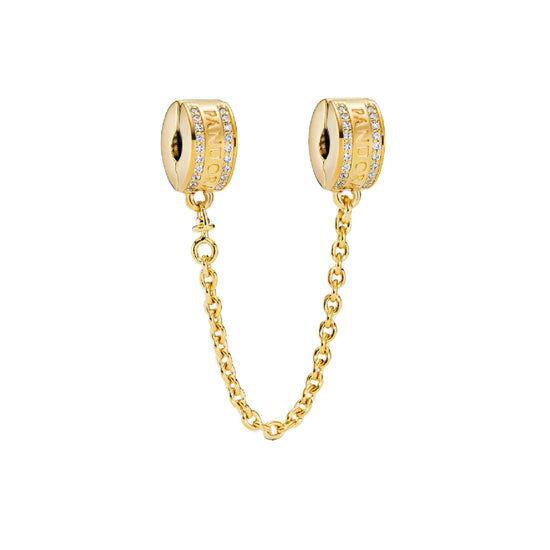 Catena di sicurezza Pandora placcata in oro 14k con zirconi P.768642C01-05