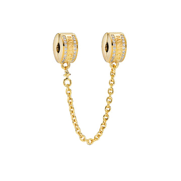 Catena di sicurezza Pandora placcata in oro 14k con zirconi P.768642C01-05