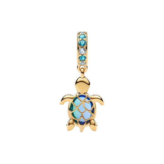 Charm Pandora pendente tartaruga marina con vetro di Murano MISURA UNICA