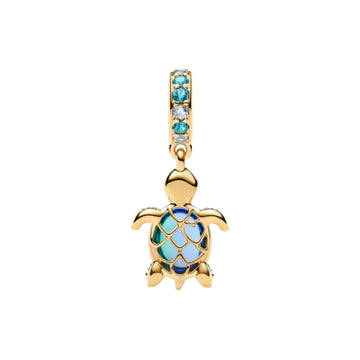 Charm Pandora pendente tartaruga marina con vetro di Murano MISURA UNICA