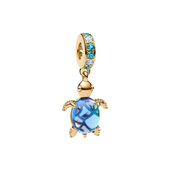 Charm Pandora pendente tartaruga marina con vetro di Murano MISURA UNICA