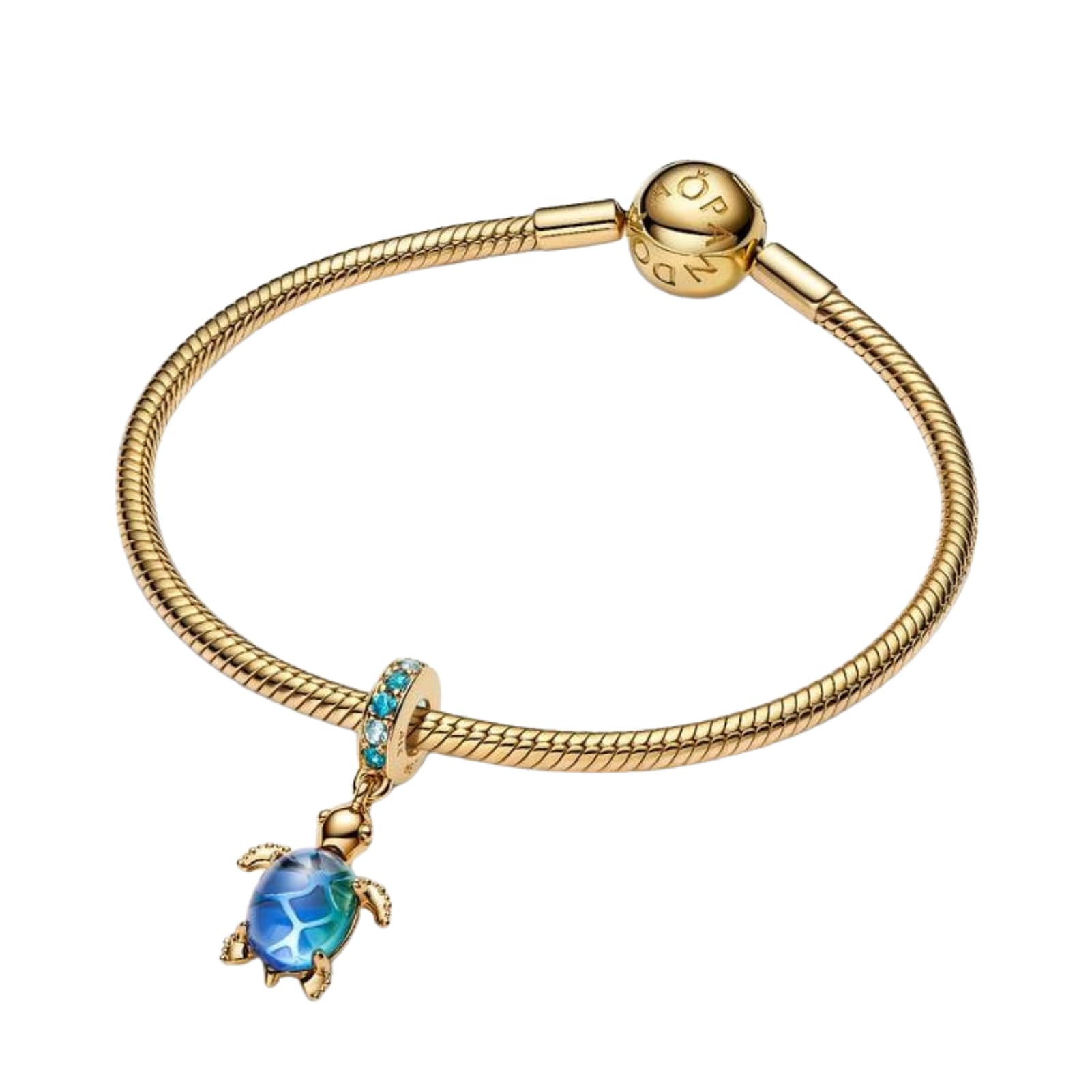 Charm Pandora pendente tartaruga marina con vetro di Murano MISURA UNICA