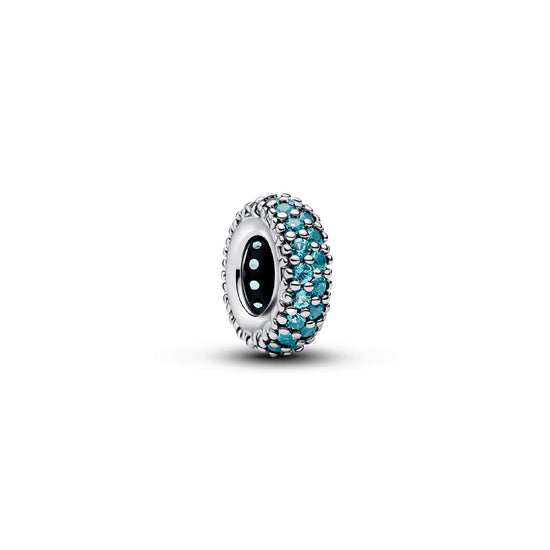 Distanziatore Pandora in argento con cristalli verde acqua MISURA UNICA