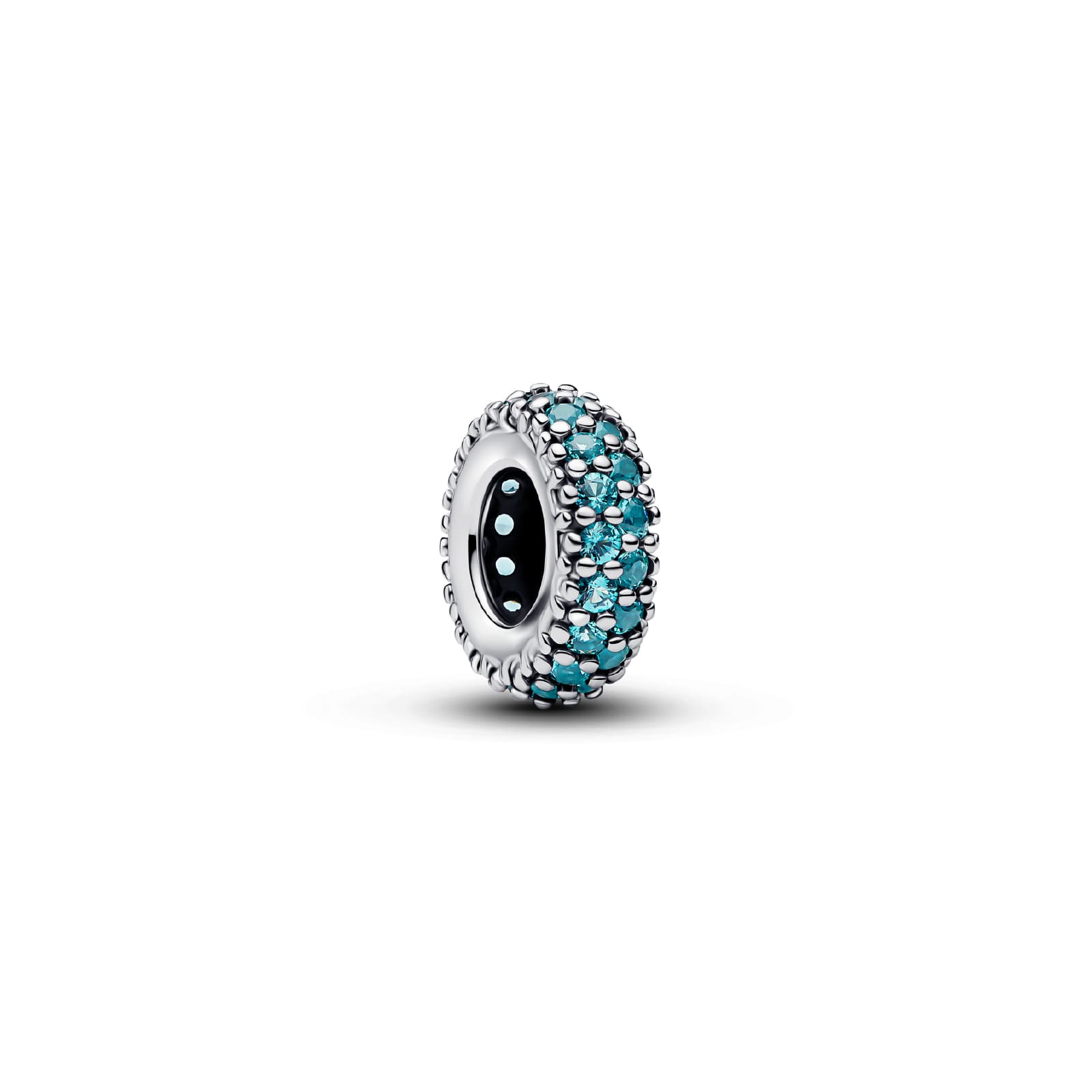 Distanziatore Pandora in argento con cristalli verde acqua MISURA UNICA
