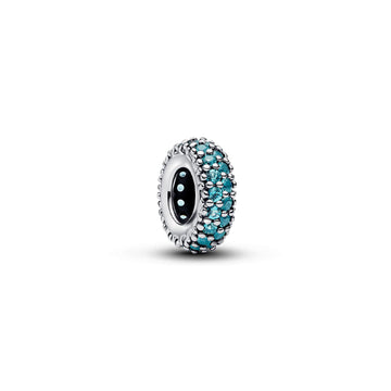 Distanziatore Pandora in argento con cristalli verde acqua MISURA UNICA